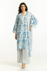 3PC Lawn Printed Suit with Embroidered IUSTKSD-634