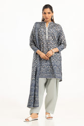 3PC Lawn Silver Printed Suit IUSTKSD-827