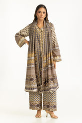 3PC Printed Rawsilk Embroidered Suit IUSTKSD-1088