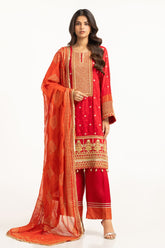 3PC raw-silk Embroidered Suit IUSTKSD-738
