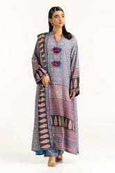 3PC raw-silk Printed Suit IUSTKSD-976