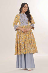 Unstitched Gold Printed Lawn Shirt SL-42035 B