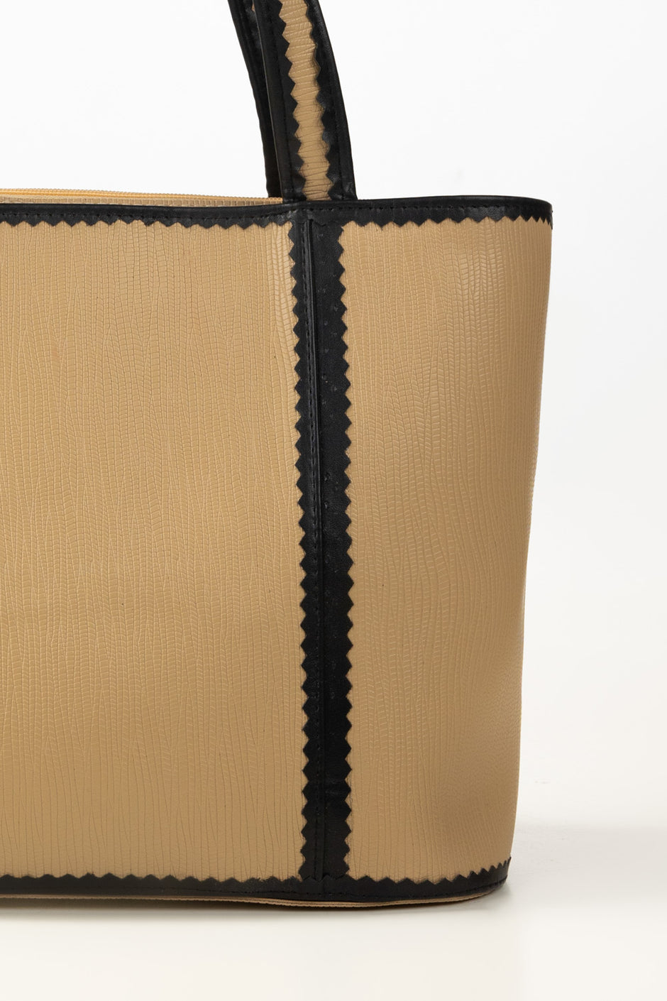 Beige Black Tote Bag