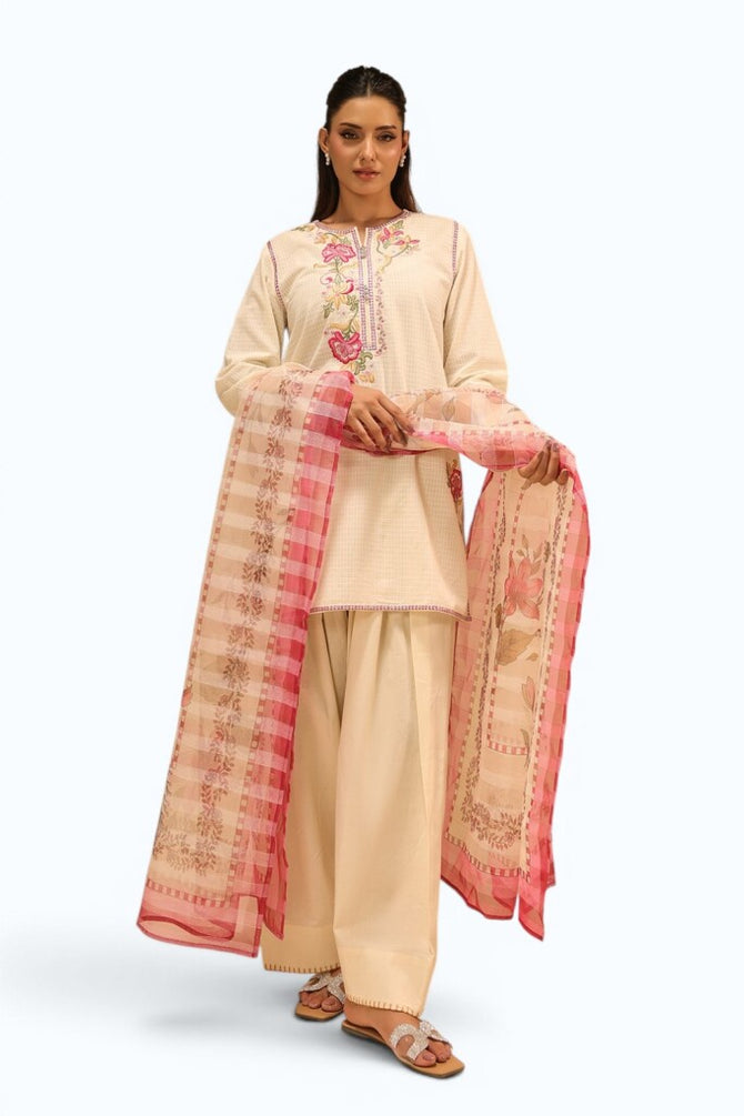3PC Dobby Embroidered Suit