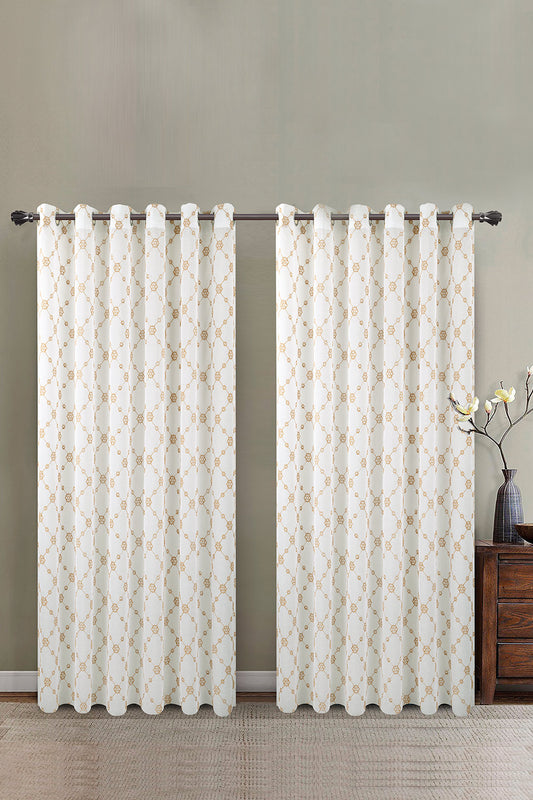 Almond buff Embroidered Curtain