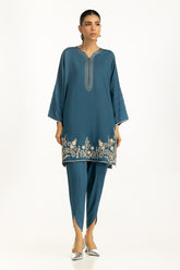Arabic Linen Embroidered Co-Ord Set IUSTTS-1212