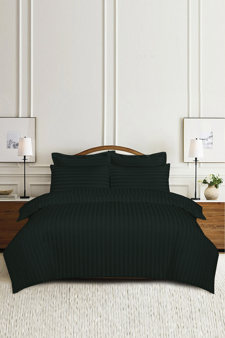 Black Luxury Stripe Quilt Cover Set