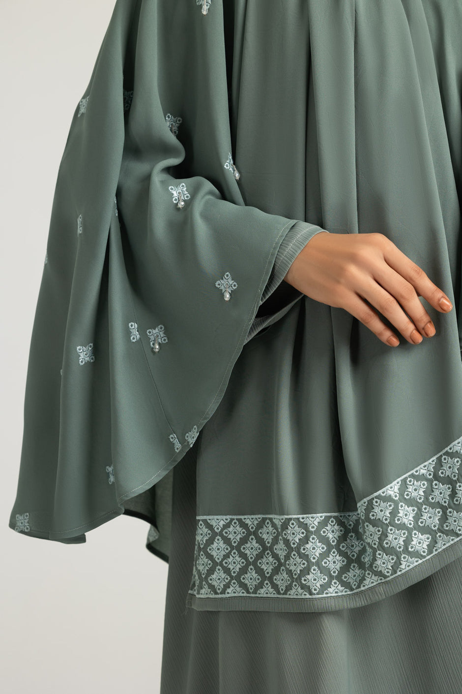 Blended Embroidered Abaya With Embroidered Scarf
