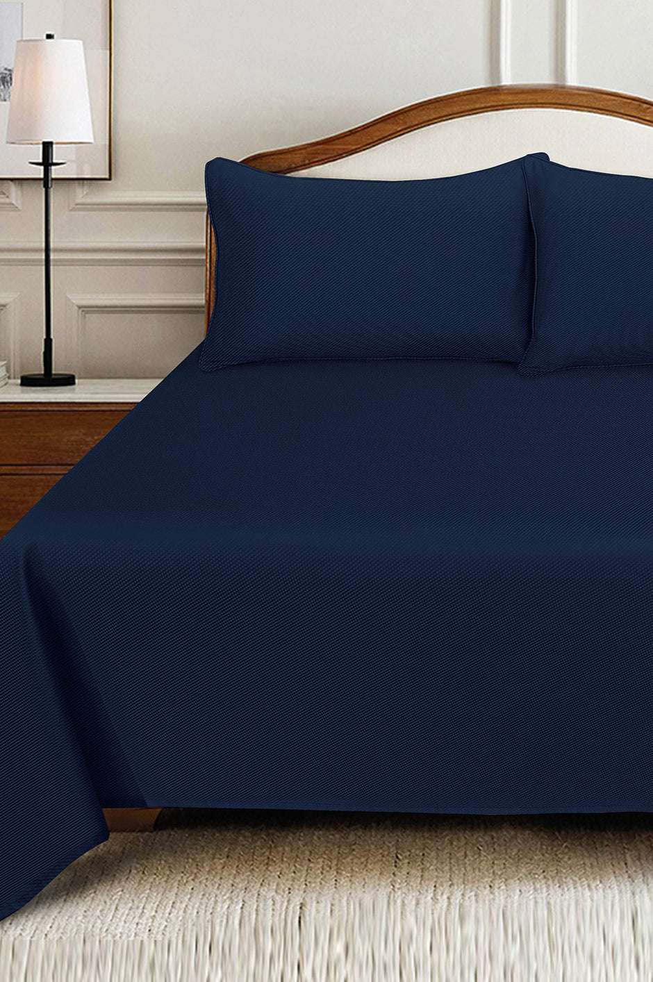 Blue Cube Dobby Bed Sheet Set