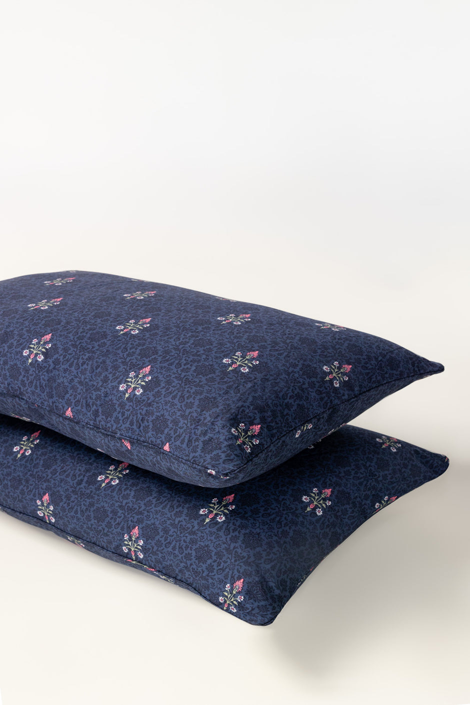 Blue Jewel Embroidered Pillow Cover Set