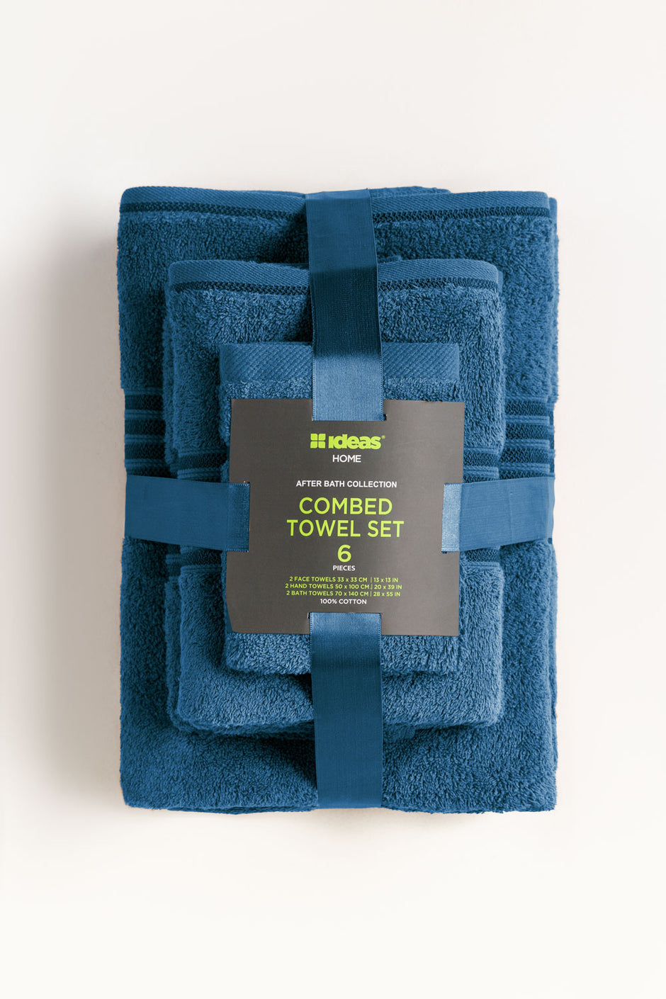 Blue Steel 6Pcs Combed Towel Set