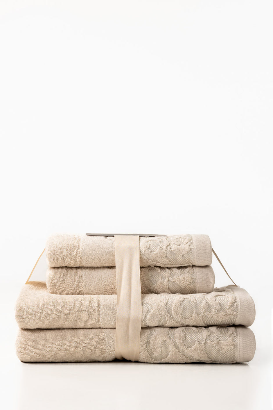 Bone 4pcs Jacquard Dyed Towel Set