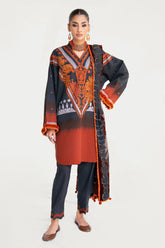 3 Piece Burnout Velvet Suit with Embroidered Printed Khaddar Shirt and Dyed Trouser BVL-52001