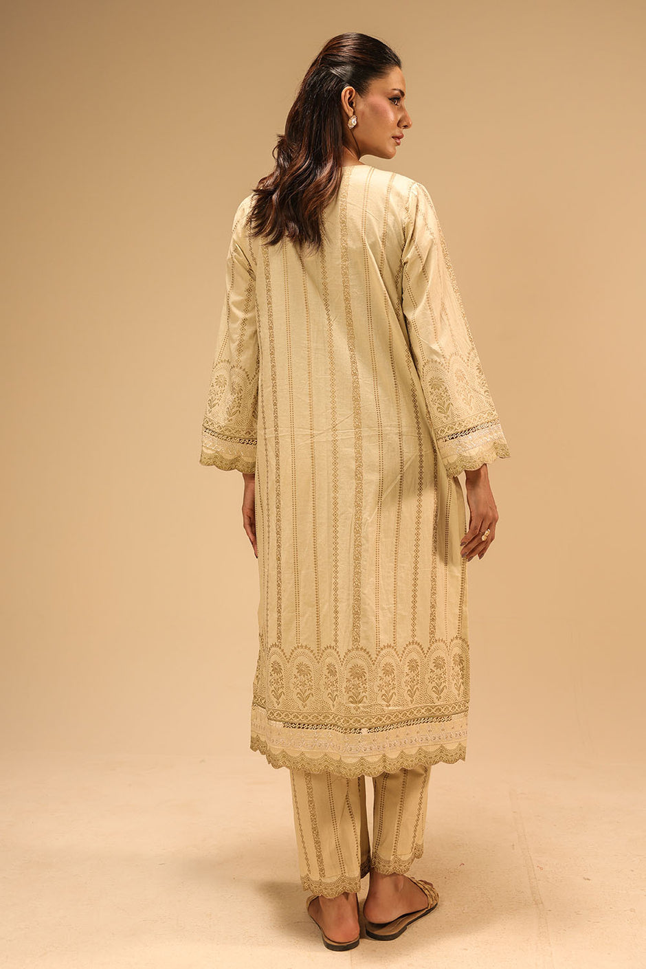 Cambric Block Printed Co-Ord Set With Embroidered