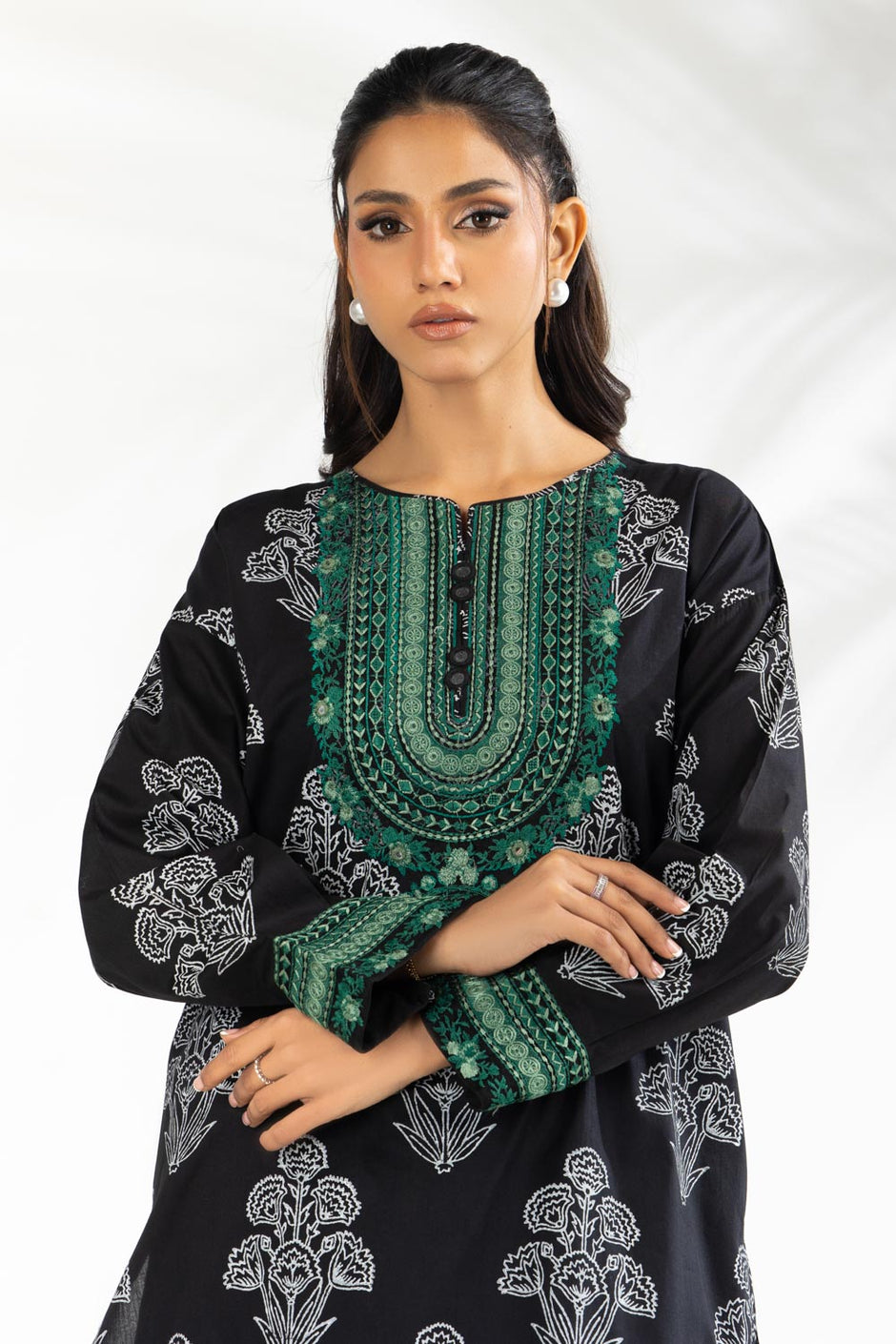 Cambric Block printed Co-Ord Set With Embroidered
