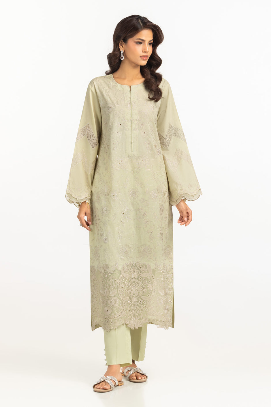 Cambric Embroidered Co-Ord Set