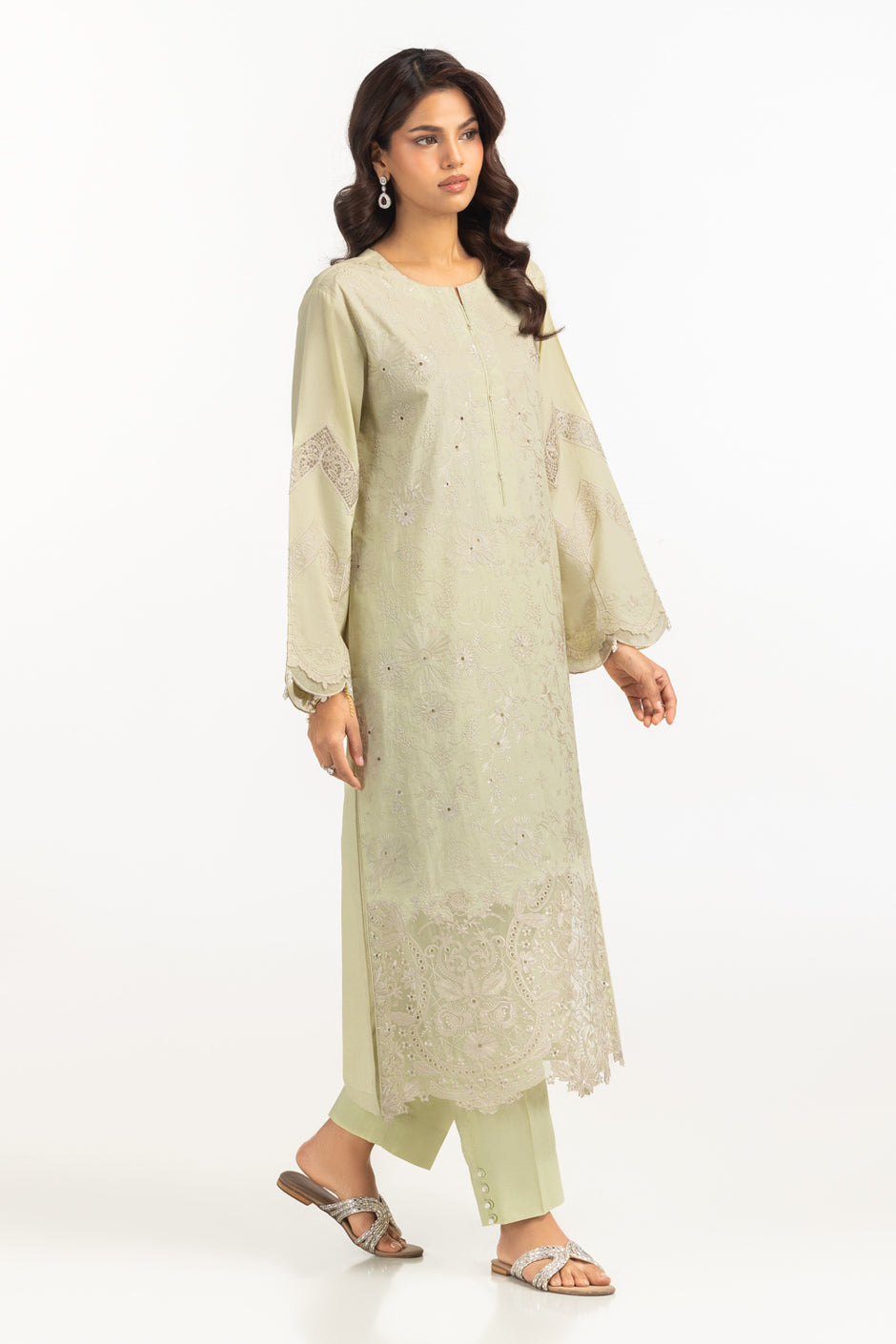 Cambric Embroidered Co-Ord Set