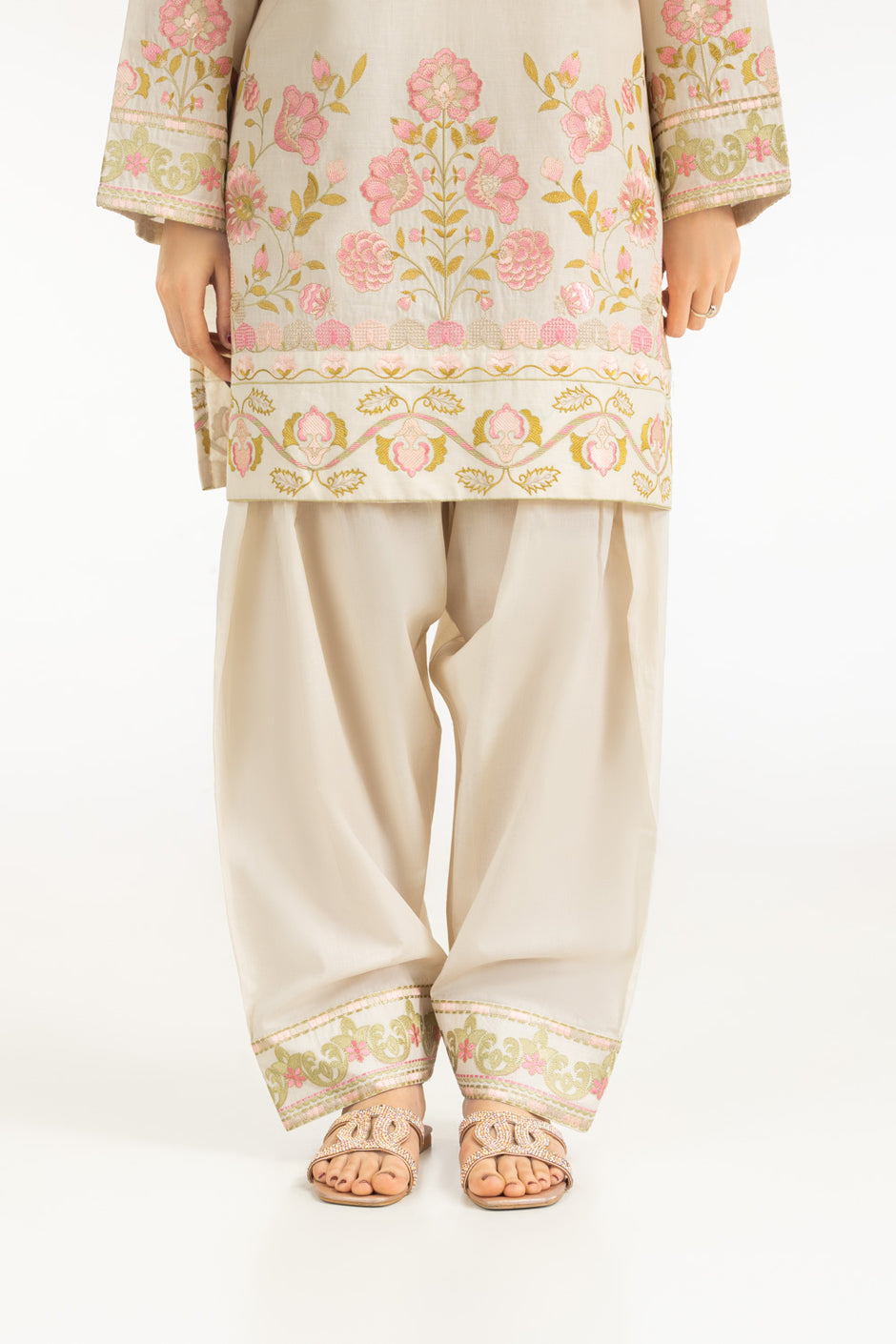 Cambric Embroidered Co-Ord Set