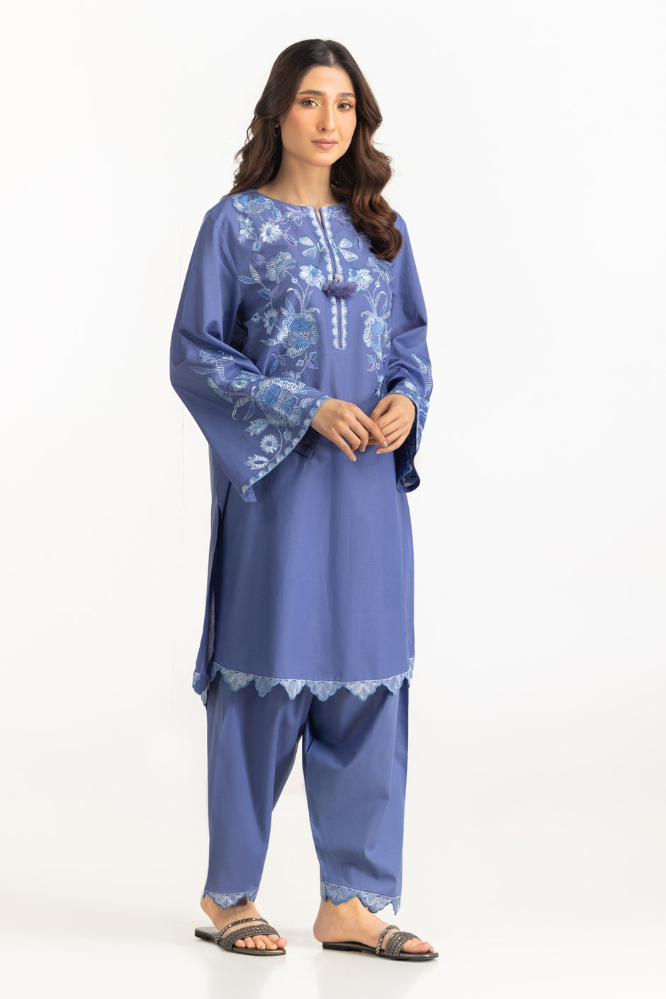 Cambric Embroidered Co-Ord Set