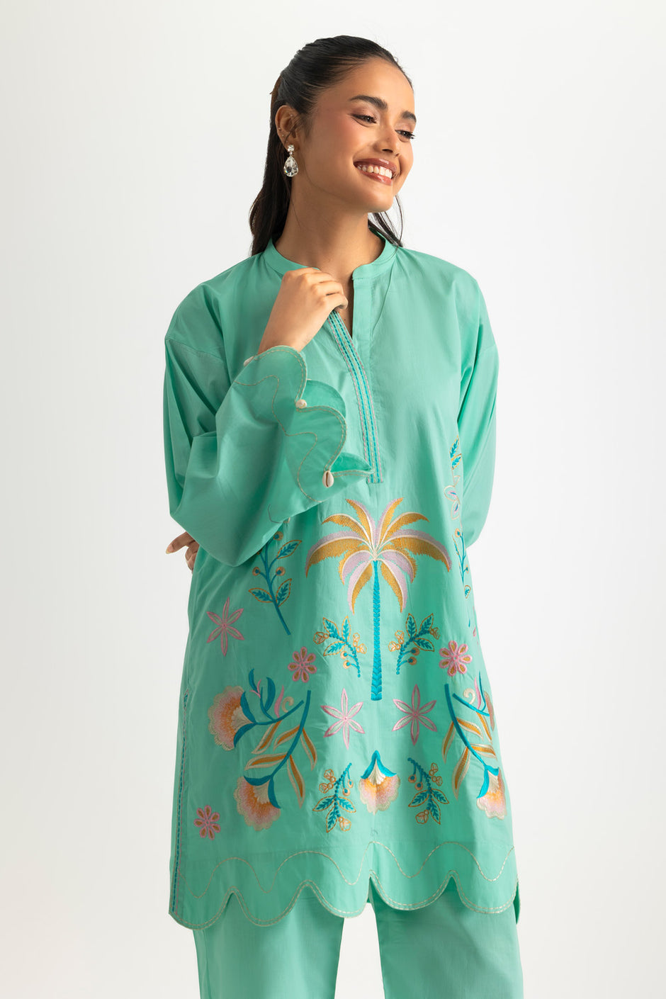 Cambric Embroidered Co-Ord Set