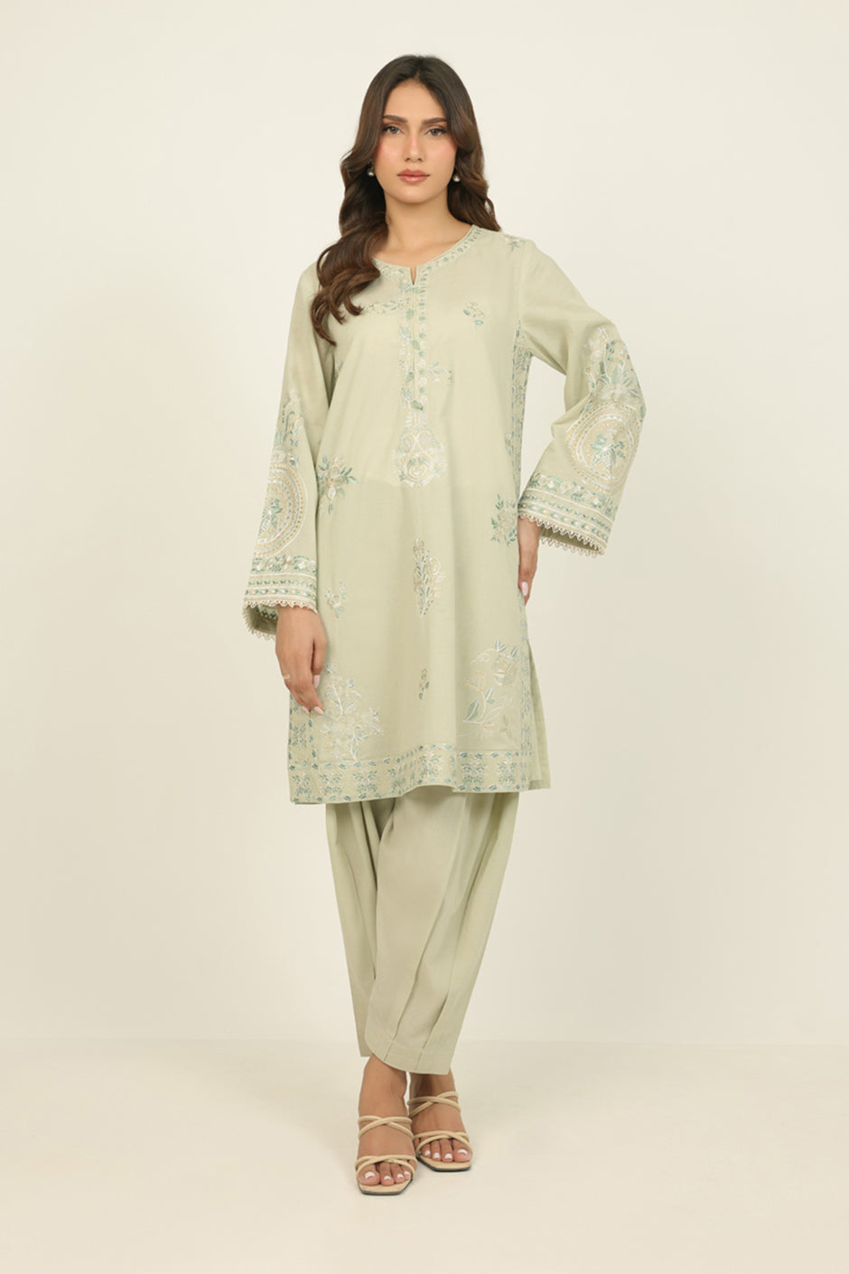 Cambric Embroidered Co-Ord Set