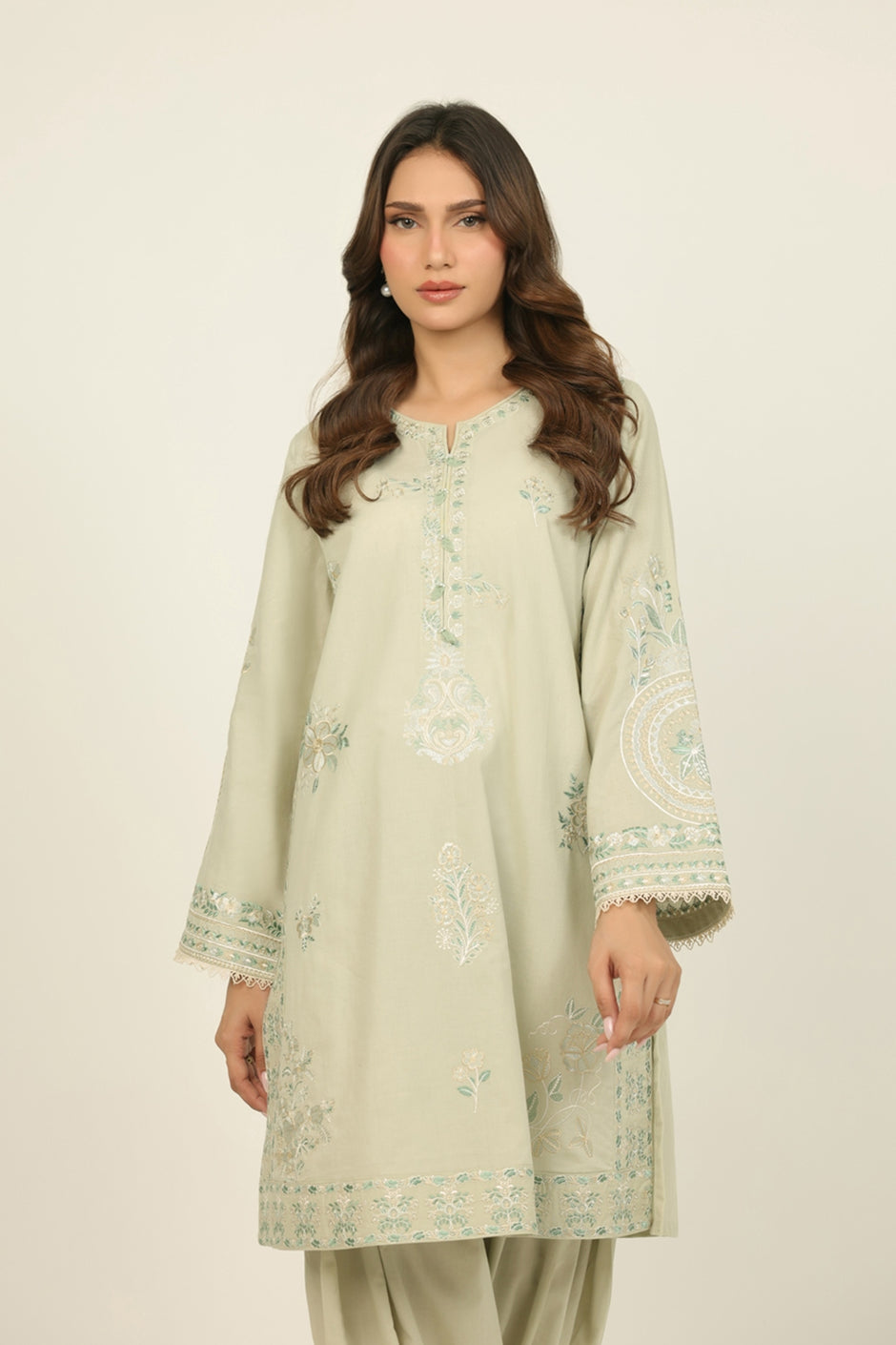 Cambric Embroidered Co-Ord Set