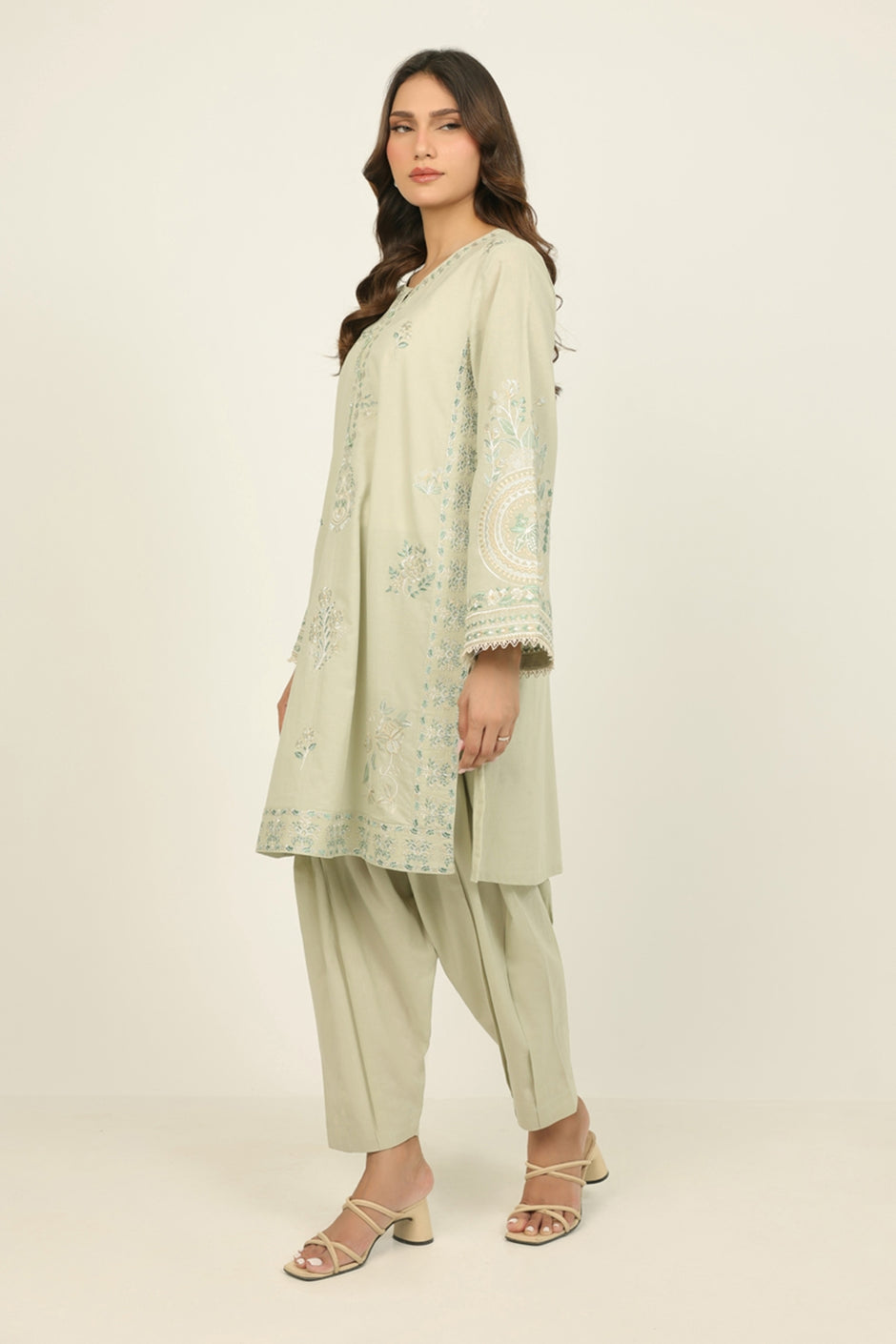 Cambric Embroidered Co-Ord Set