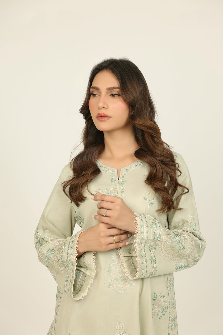 Cambric Embroidered Co-Ord Set