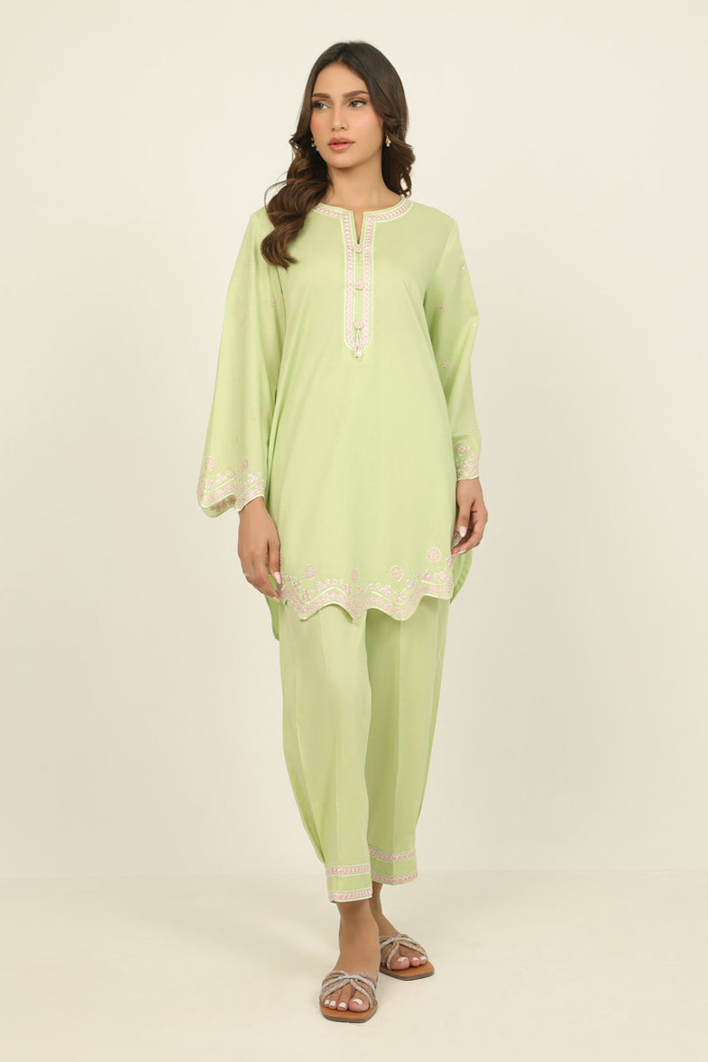Cambric Embroidered Co-Ord Set