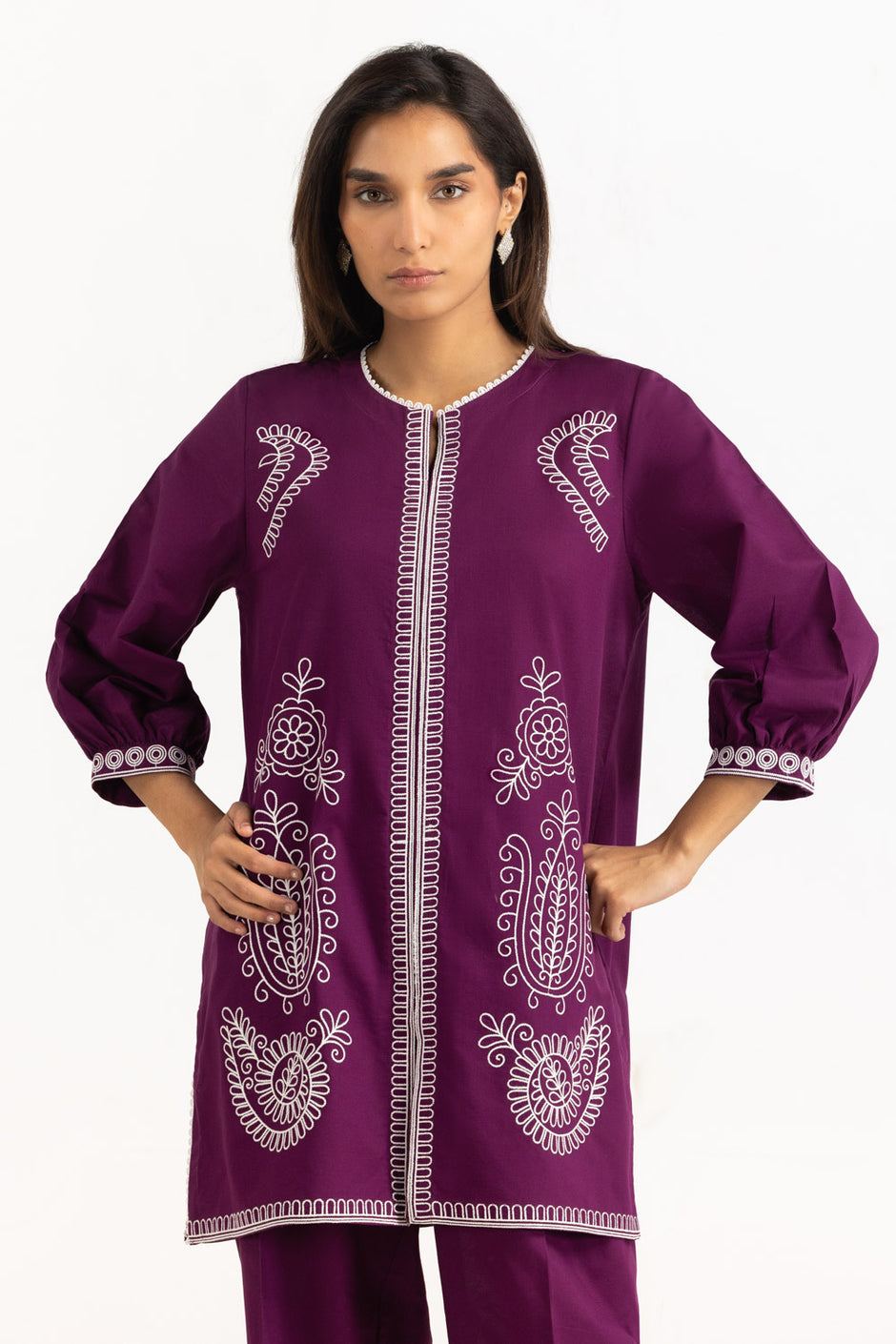 Cambric Embroidered Co-Ord Set