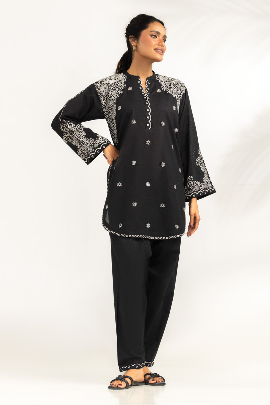 Cambric Embroidered Shirt And Trouser
