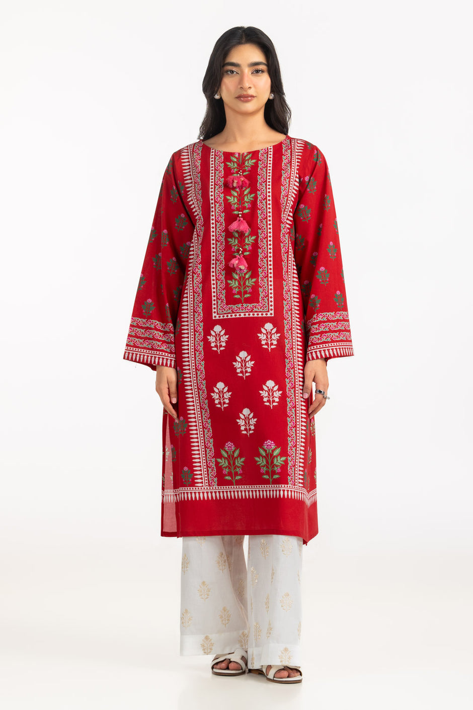 Cambric Printed Co-Ord Set With Embroidered IPST-77422