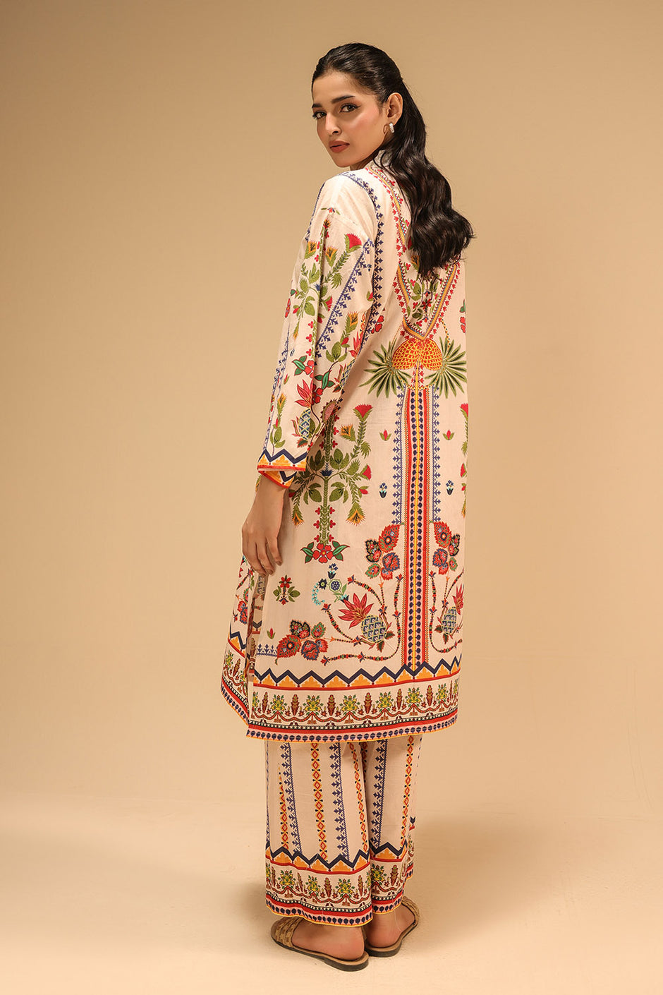 Cambric Printed Co-Ord Set With Embroidered
