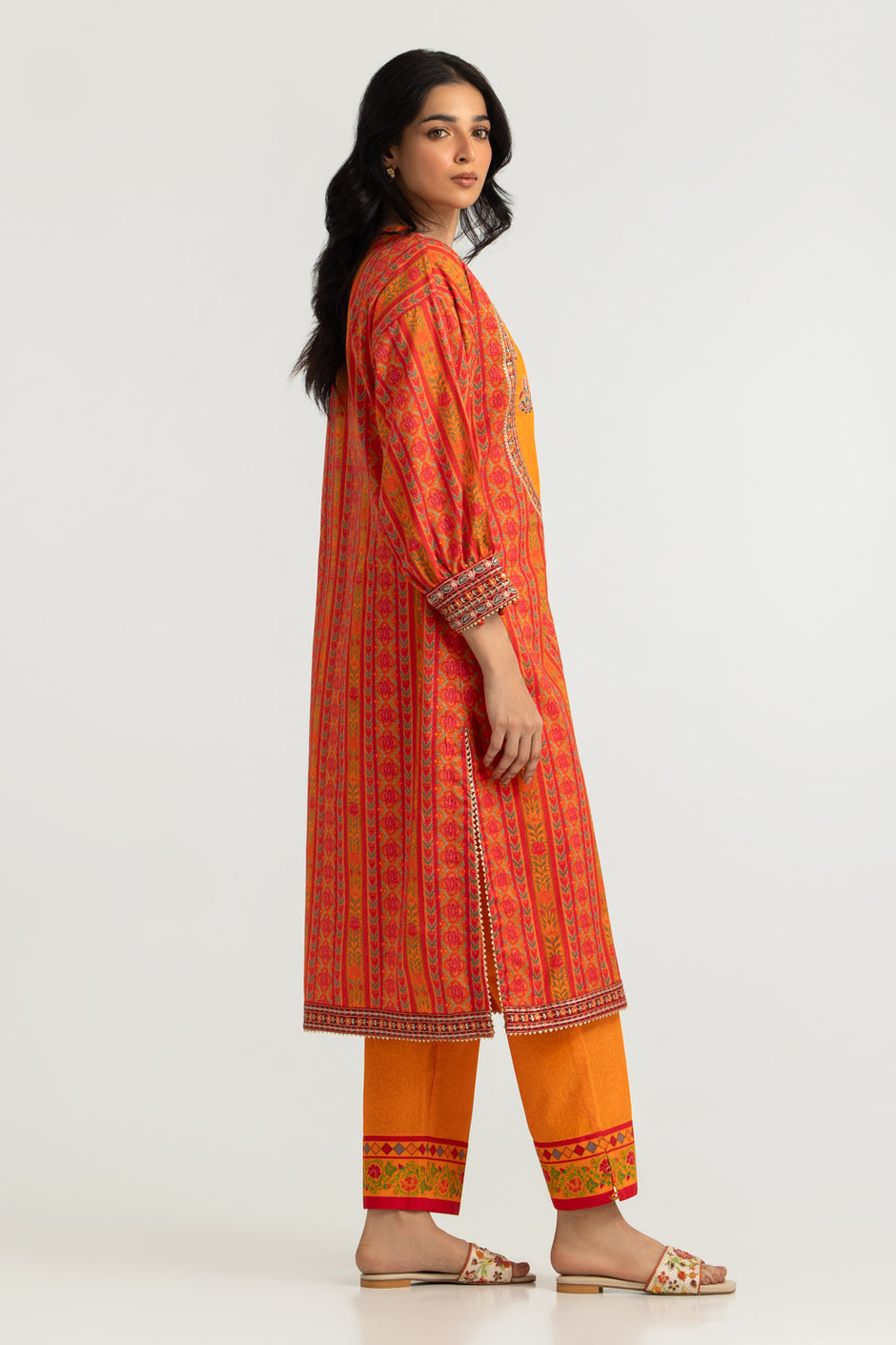 Cambric Printed Co-Ord Set With Embroidered
