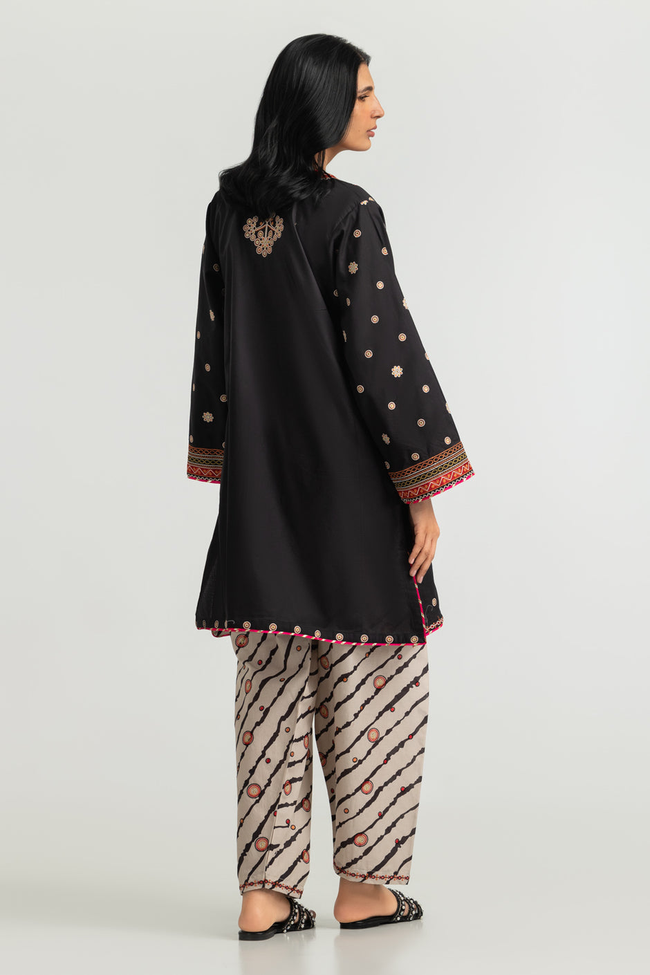 Cambric Printed Shirt And Trouser With Embroidered