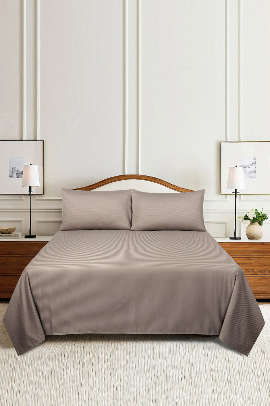 Cashmere Stripe Satin Bed Sheet Set