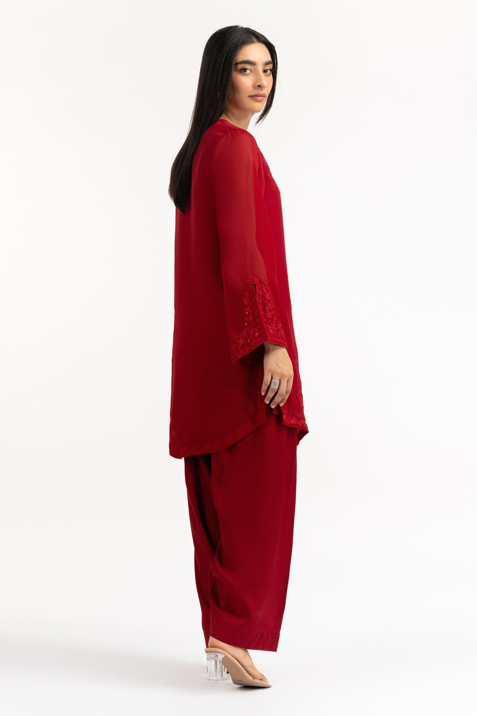 Chiffon Embroidered Shirt And Trouser