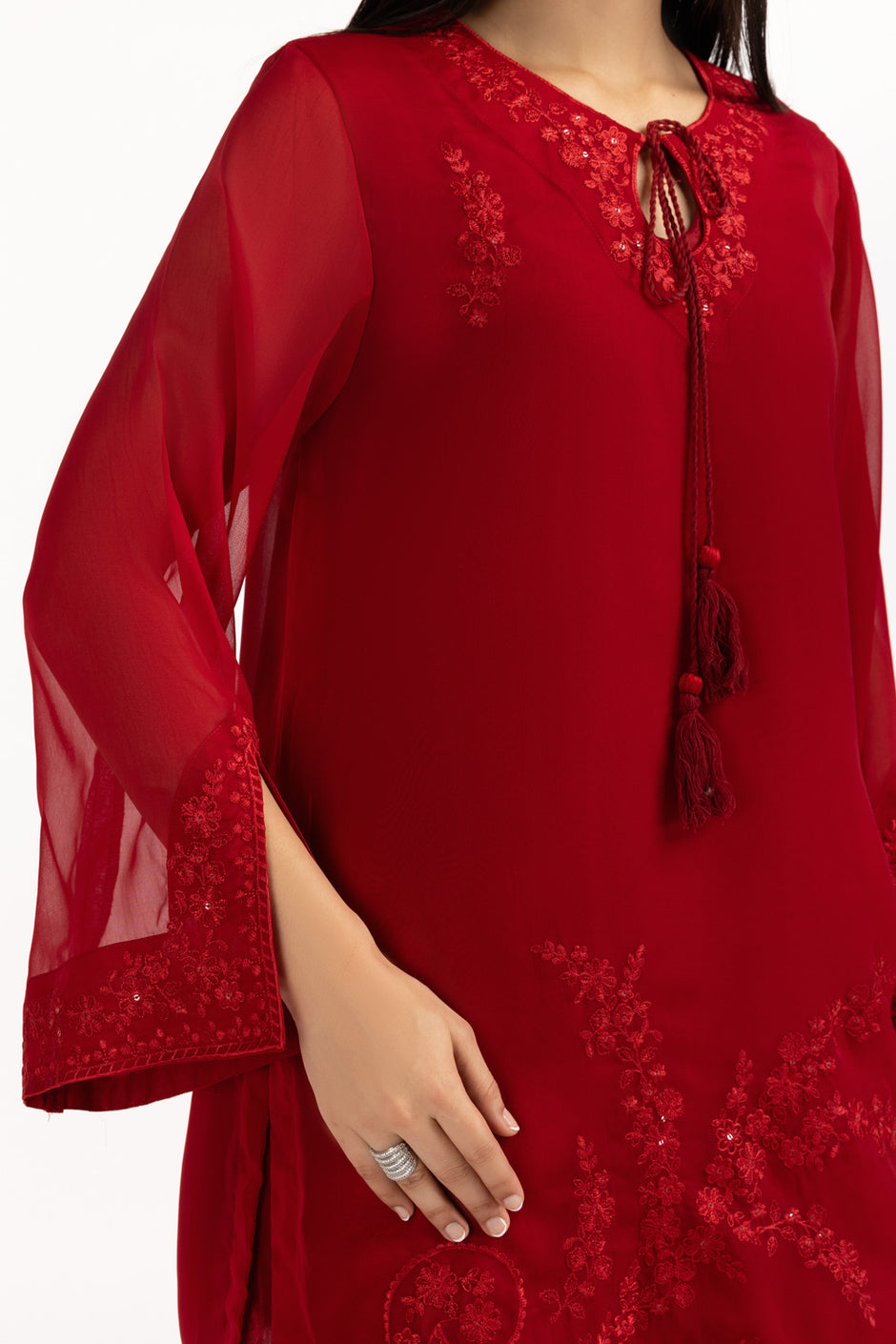 Chiffon Embroidered Shirt And Trouser