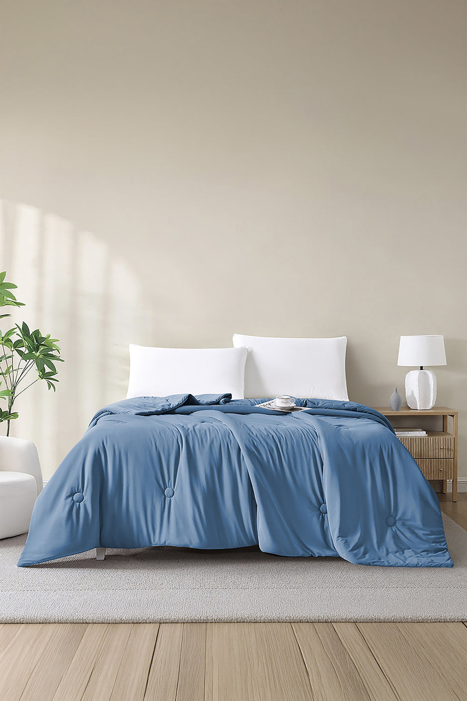Cool Steel Blue Dyed Cooling Blanket