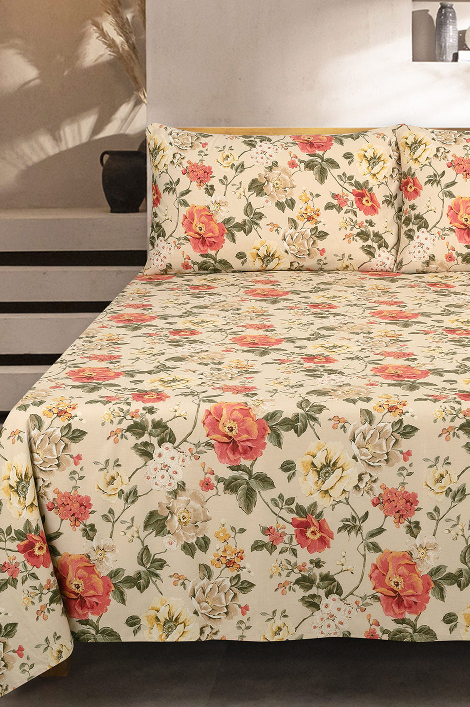 Coral Floral Everyday Classic Bed Sheet Set