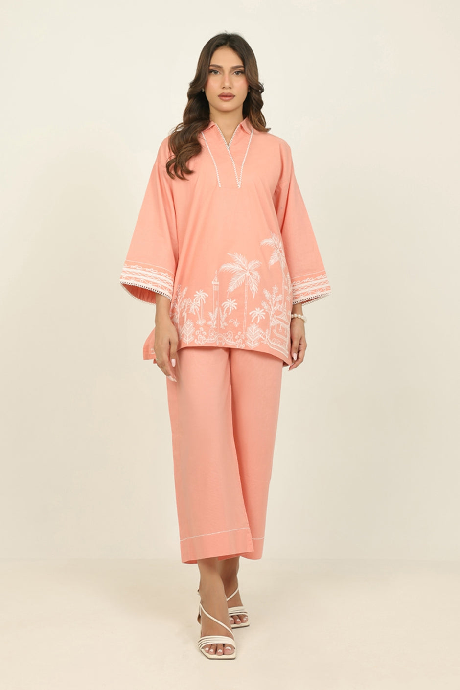 Cotton Bana Dora Embroidered Co-Ord Set