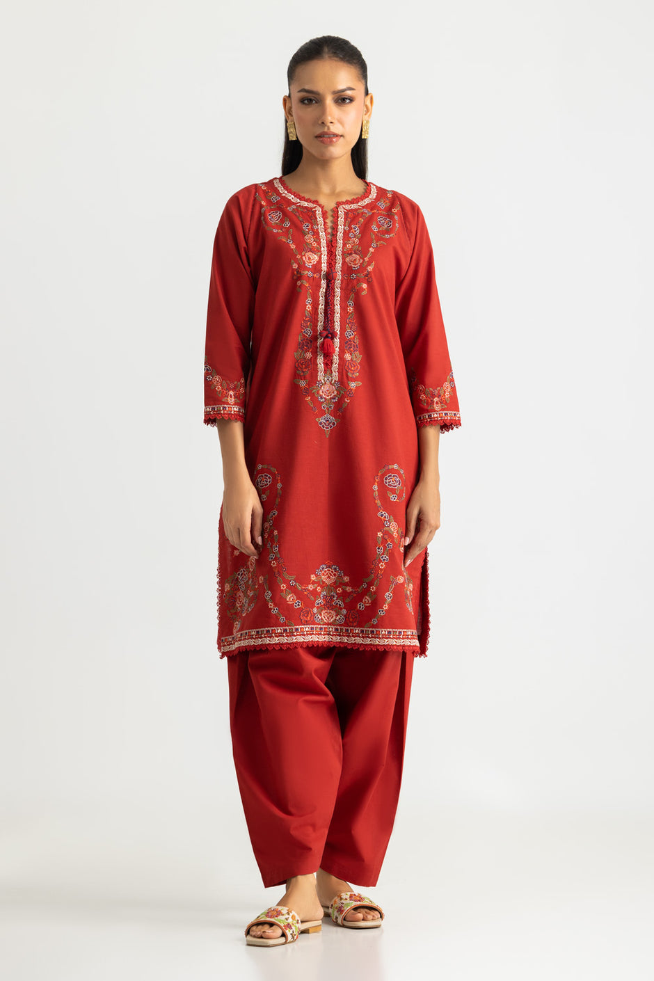 Cotton Bana Dora Embroidered Co-Ord Set