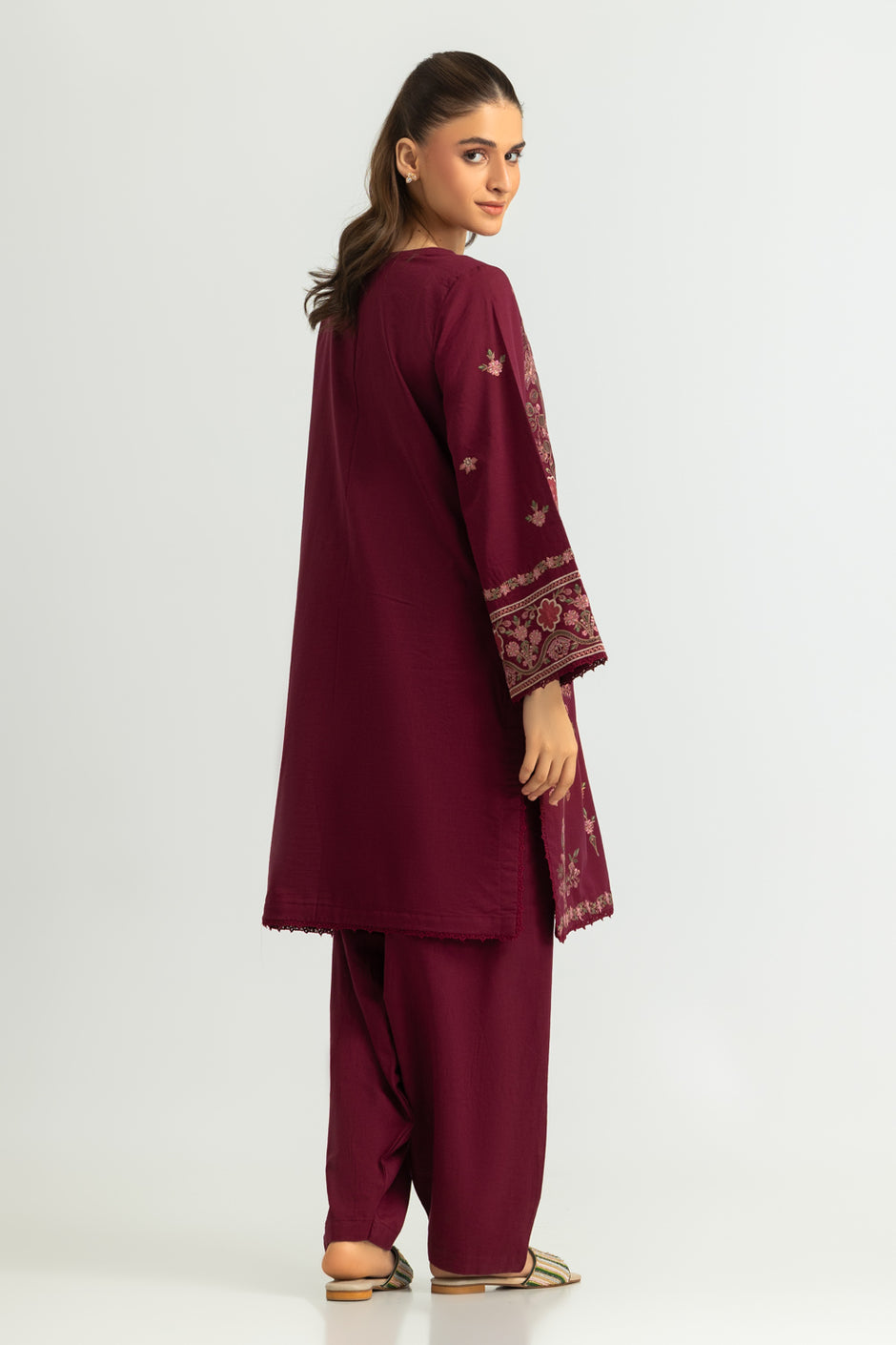 Cotton Viscose Slub Embroidered Co-Ord Set