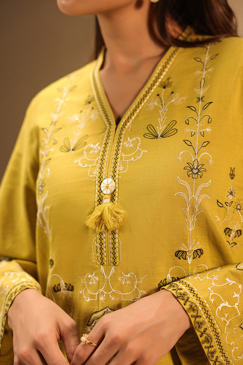 Cotton Viscose Slub Embroidered Co-Ord Set