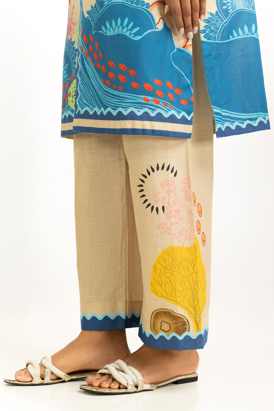 Cross Slub Printed Co-Ord Set