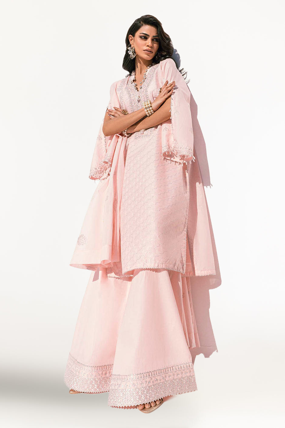 3 Piece Unstitched Embroidered Printed Denting Lawn Suit