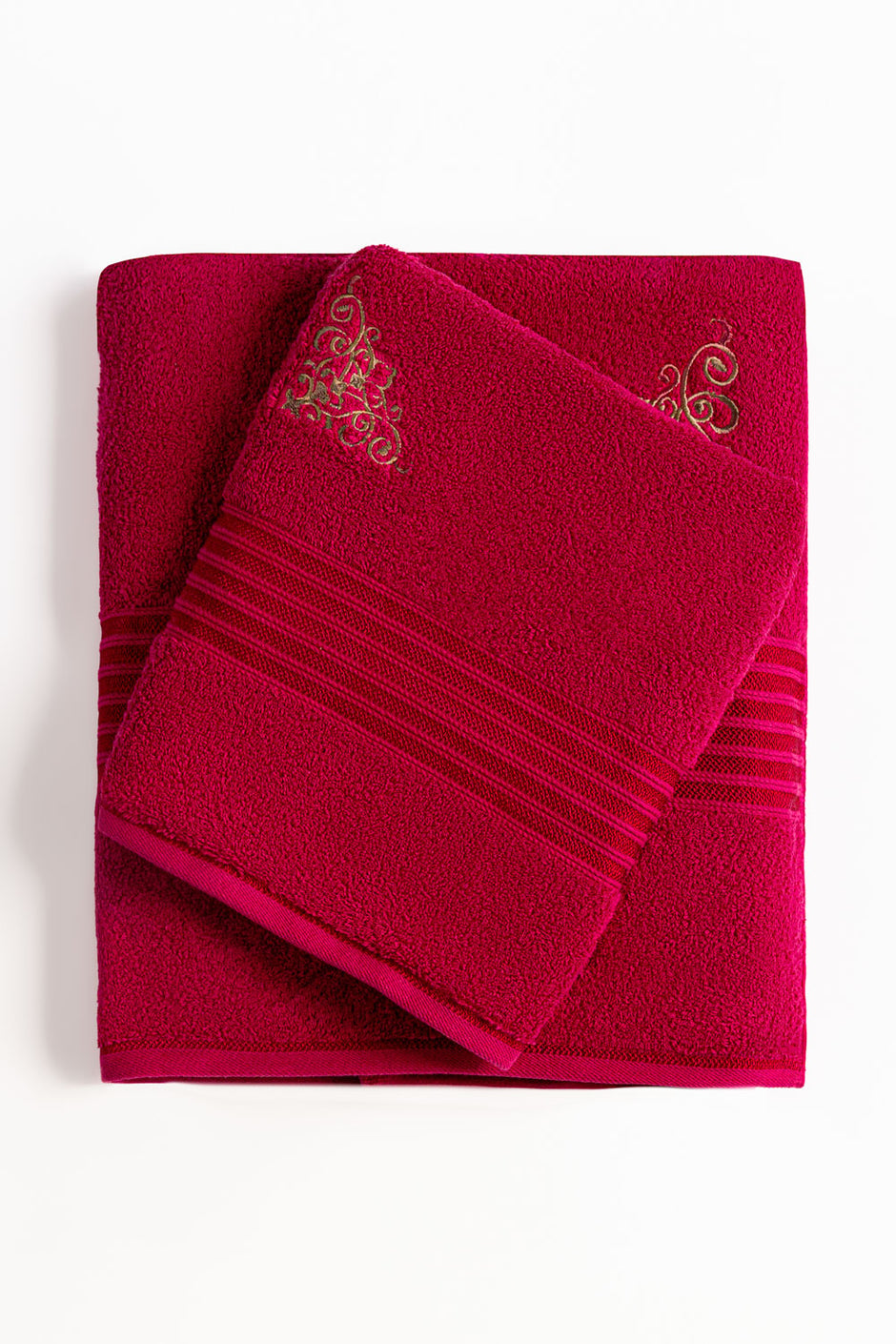 Deep Pink Embroidered Towel