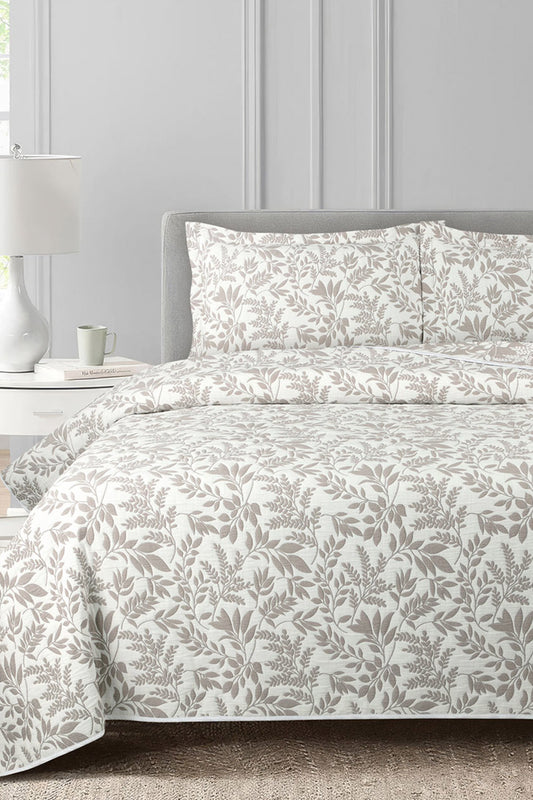 Dove Leaf Multi Layer Jacquard Bed Spread Set