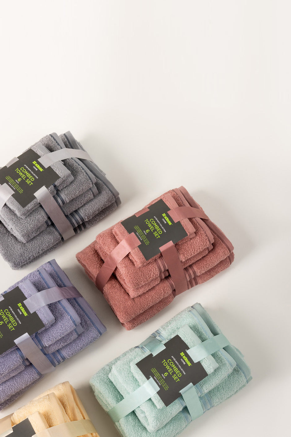 Dove Grey 6Pcs Combed Towel Set