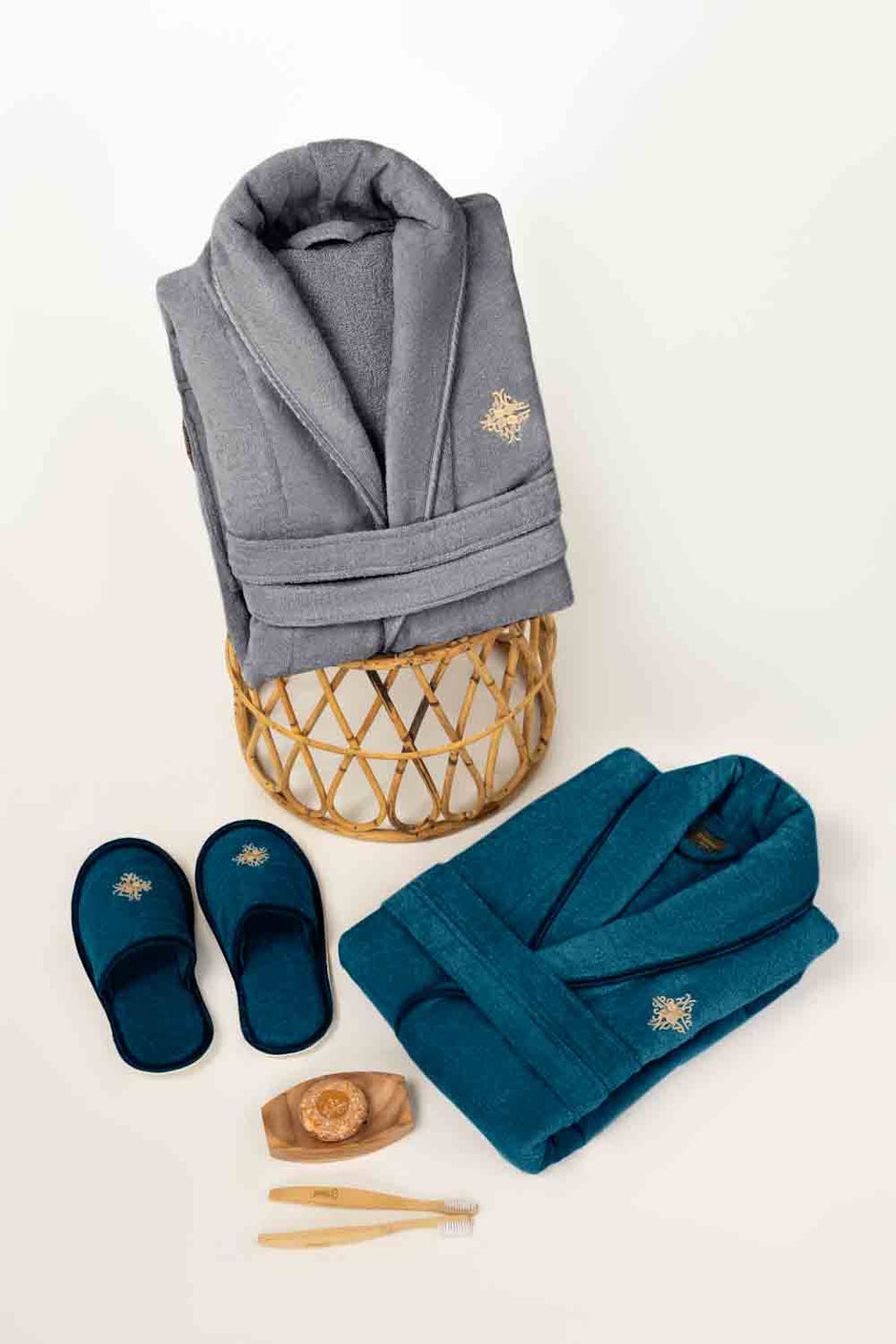 Dove Grey Velour Bathrobe